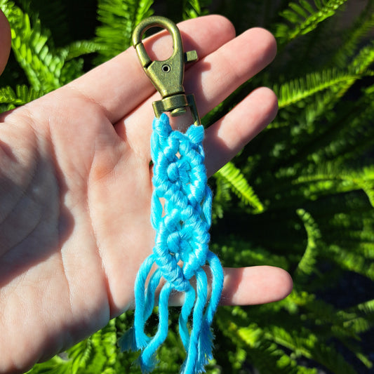 Mini Macrame Key Chain - Light Blue