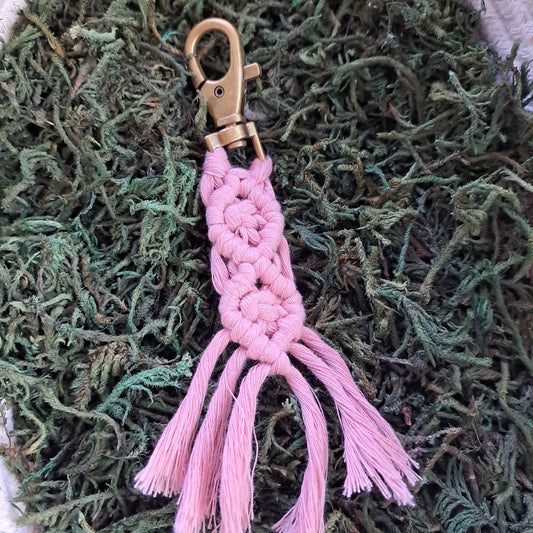 Mini Macrame Key Chain - Dusty Rose