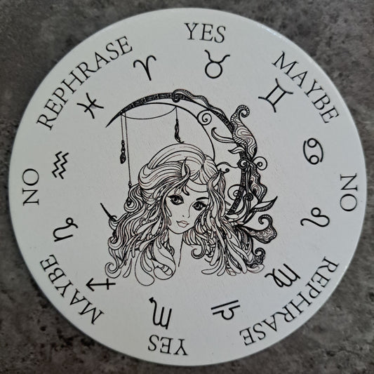 Pendulum Board, Double Sided - Goddess With Moon, Zodiack