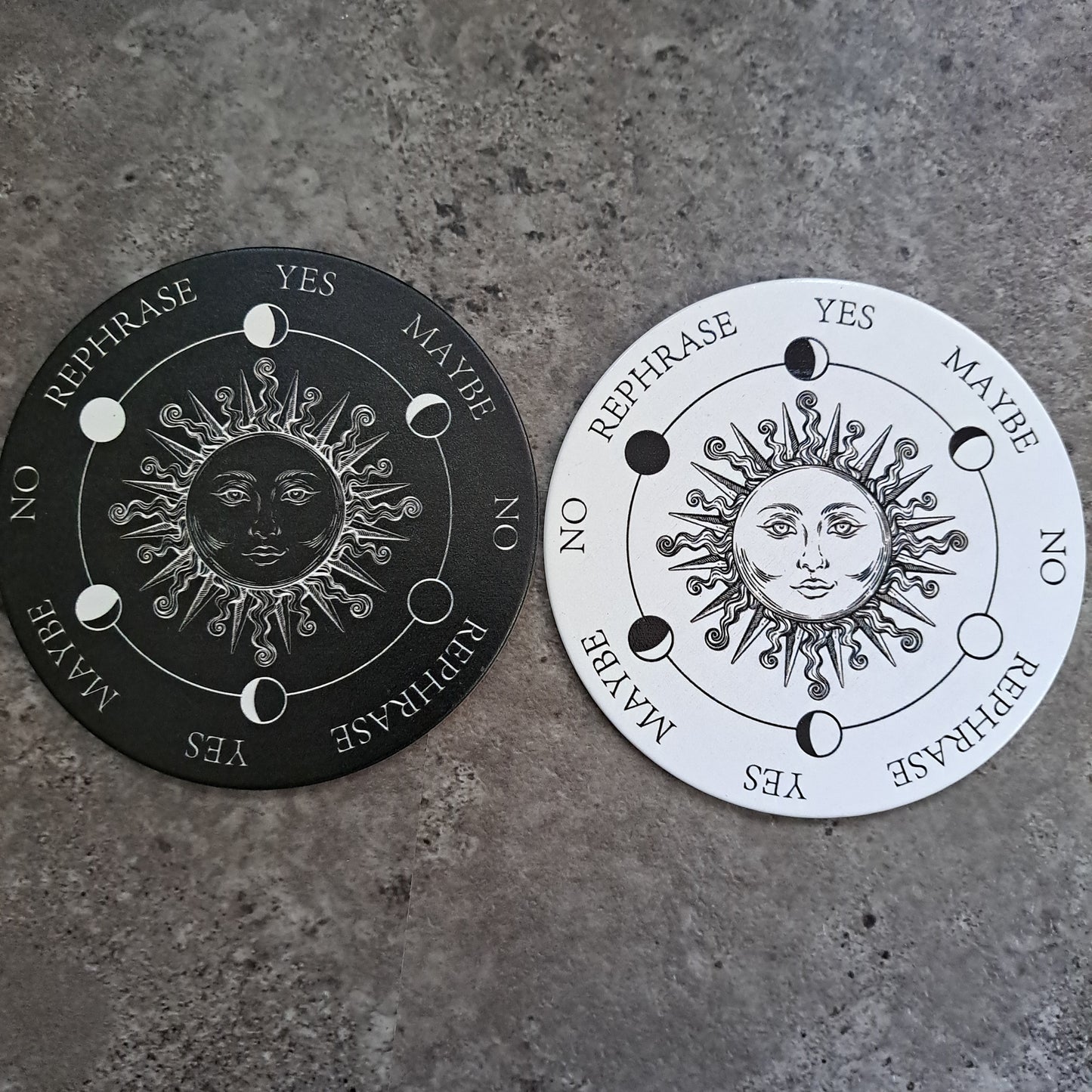 Pendulum Board, Double Sided - Sun With Moon Phases