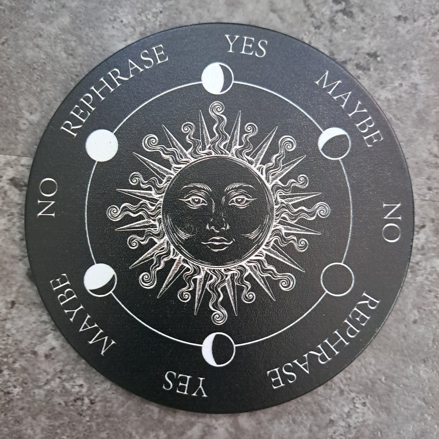 Pendulum Board, Double Sided - Sun With Moon Phases