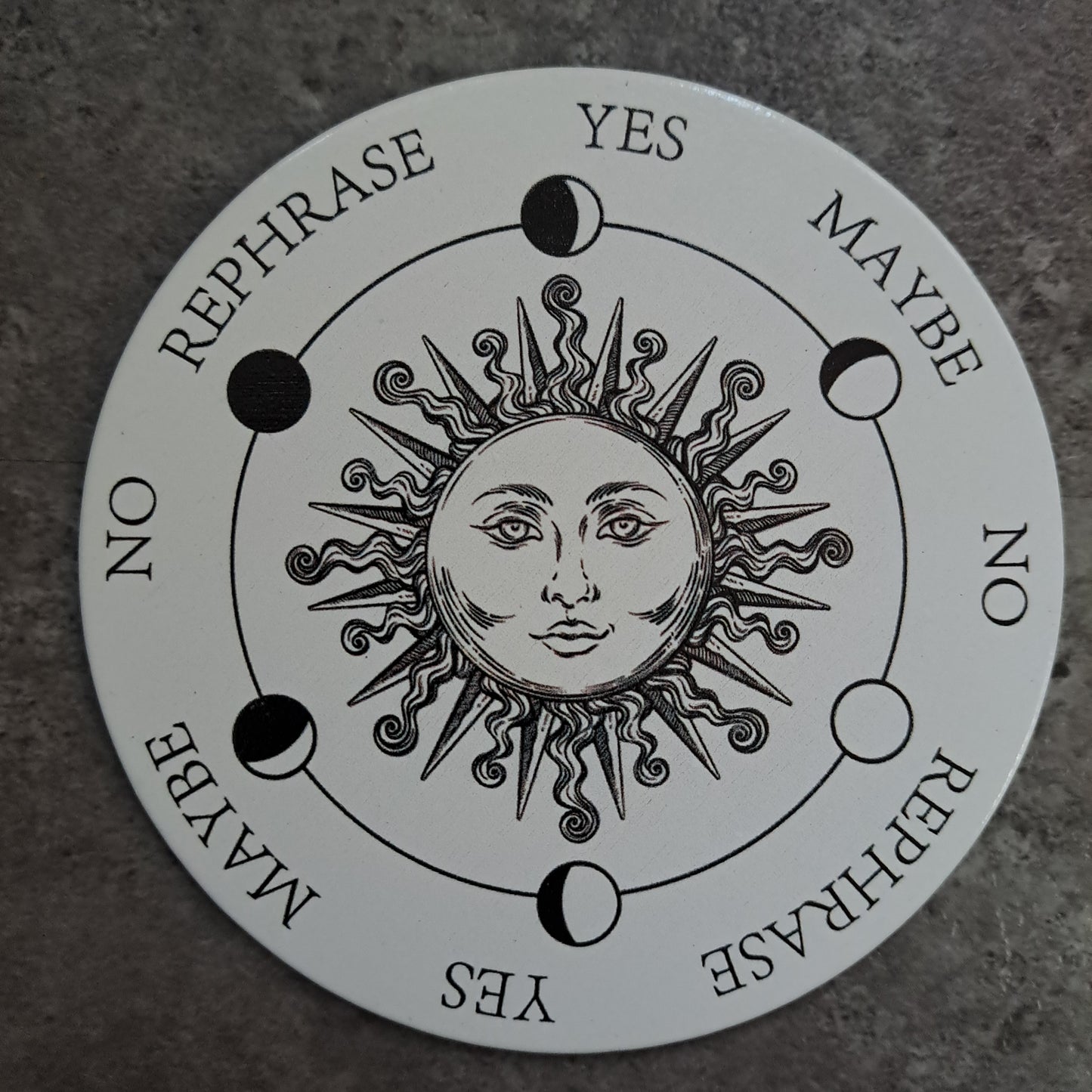 Pendulum Board, Double Sided - Sun With Moon Phases