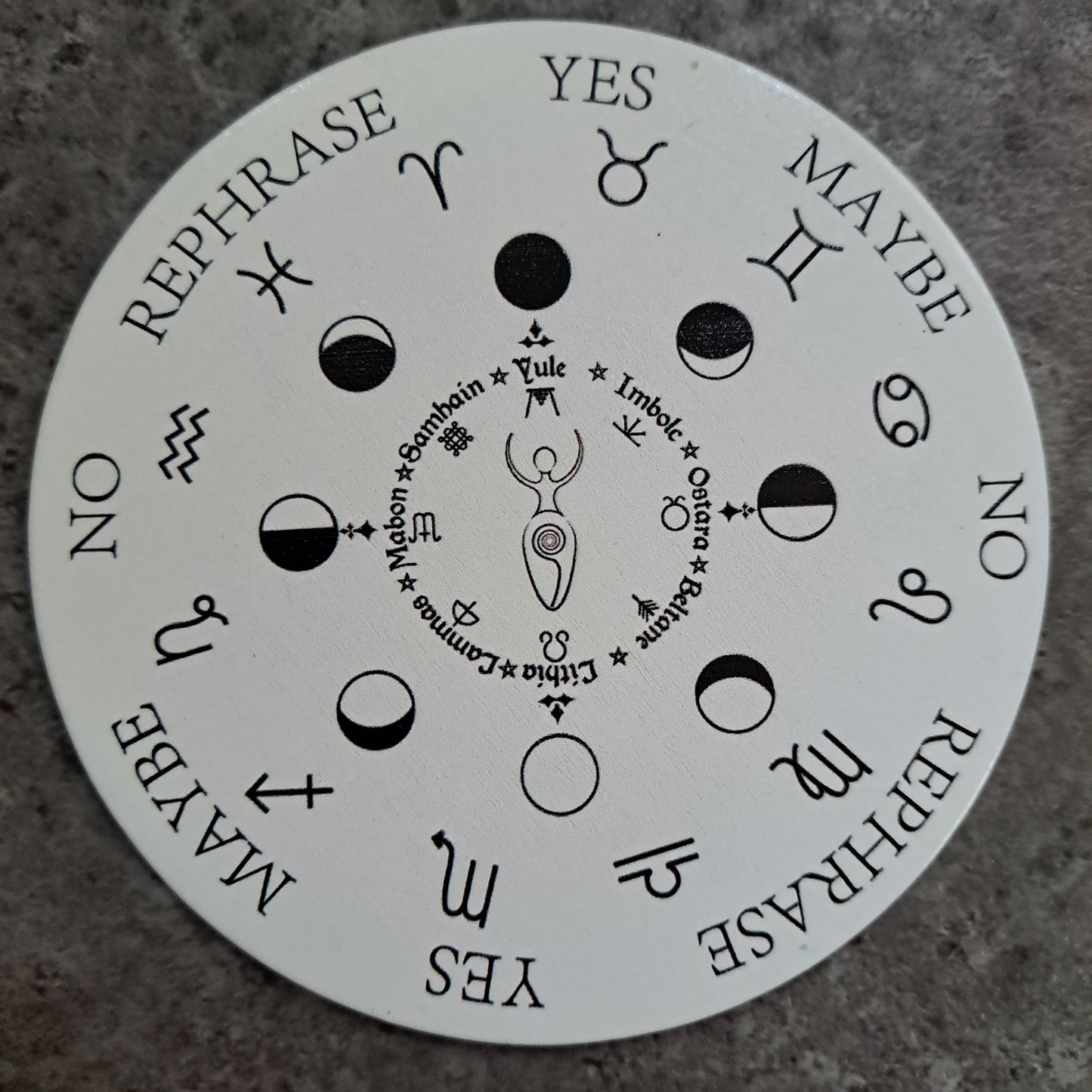 Pendulum Board, Double Sided - Seasons, Moon Phases, Zodiac