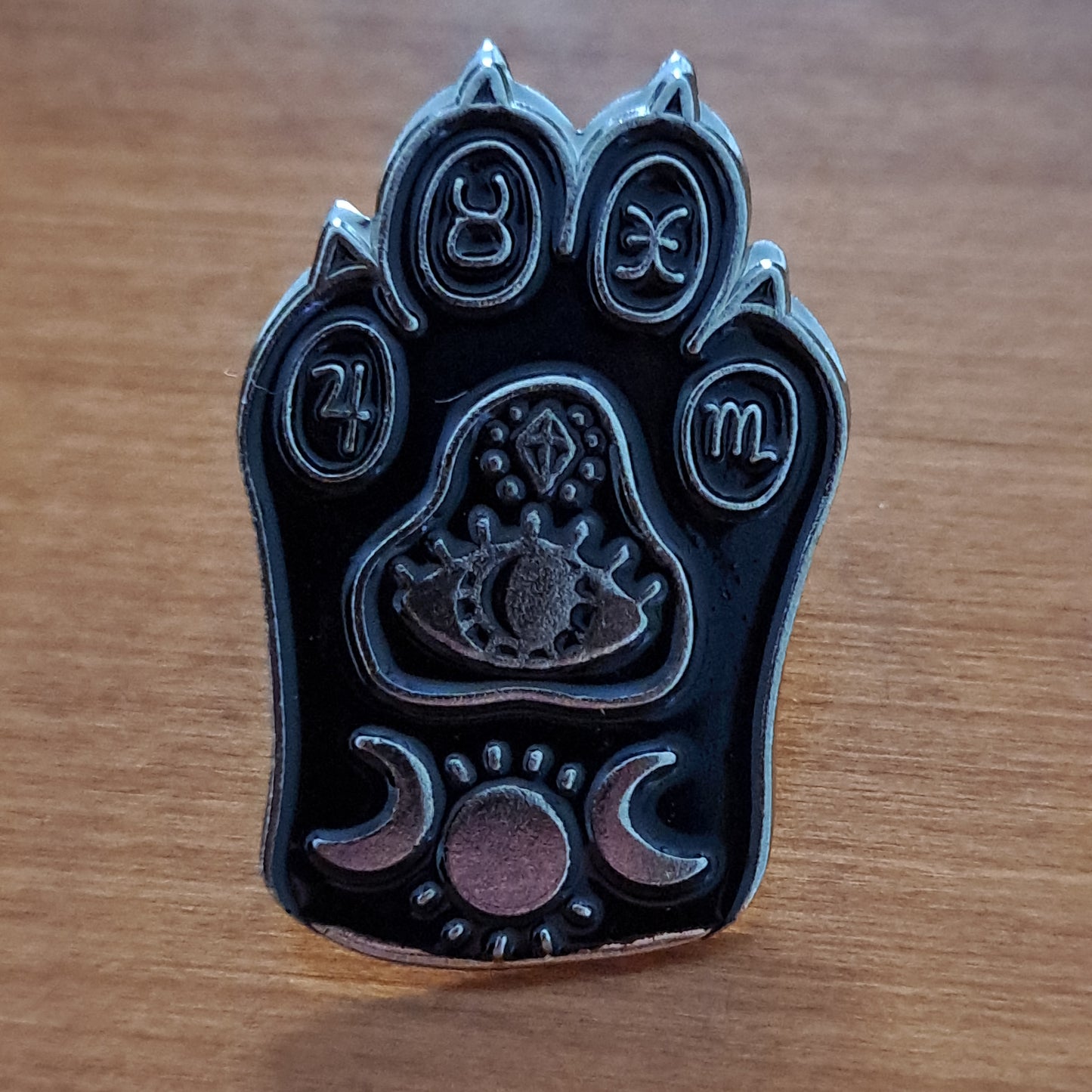 Cat Paw with Triple Moon, Silver Pin