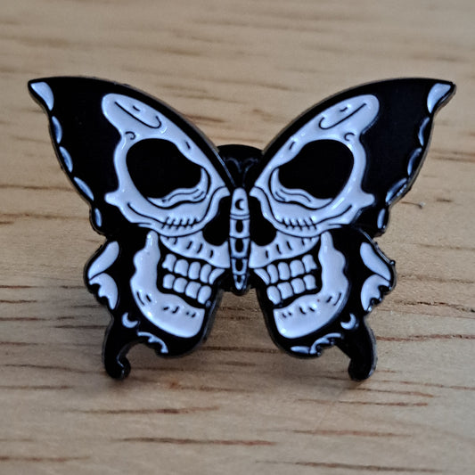 Butterfly/Moth Skull Pin (black on bottom)