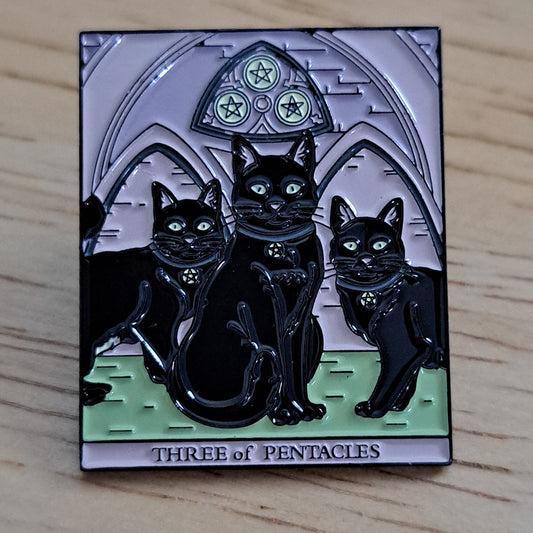 Three of Pentacles Cat Pin