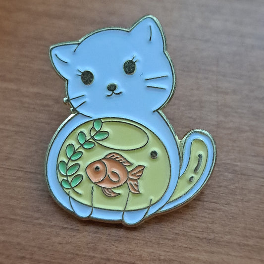 Cat With Fish Bowl Pin