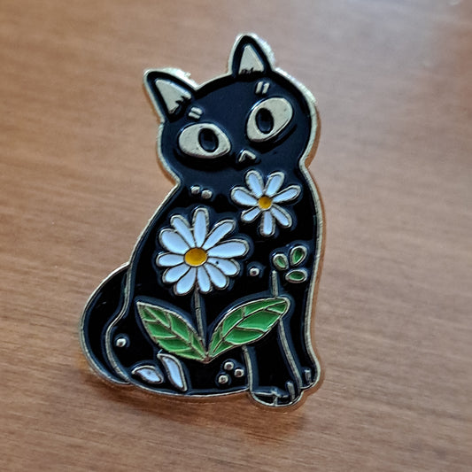 Cat & Flowers Pin