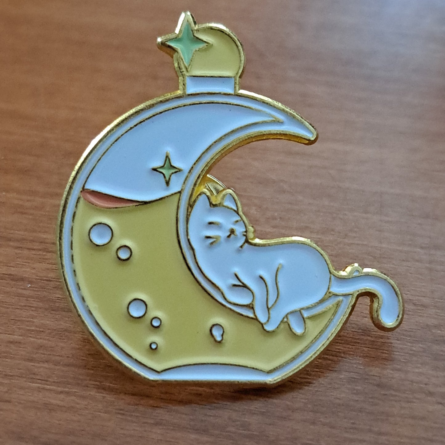 Cat on Moon Bottle Pin