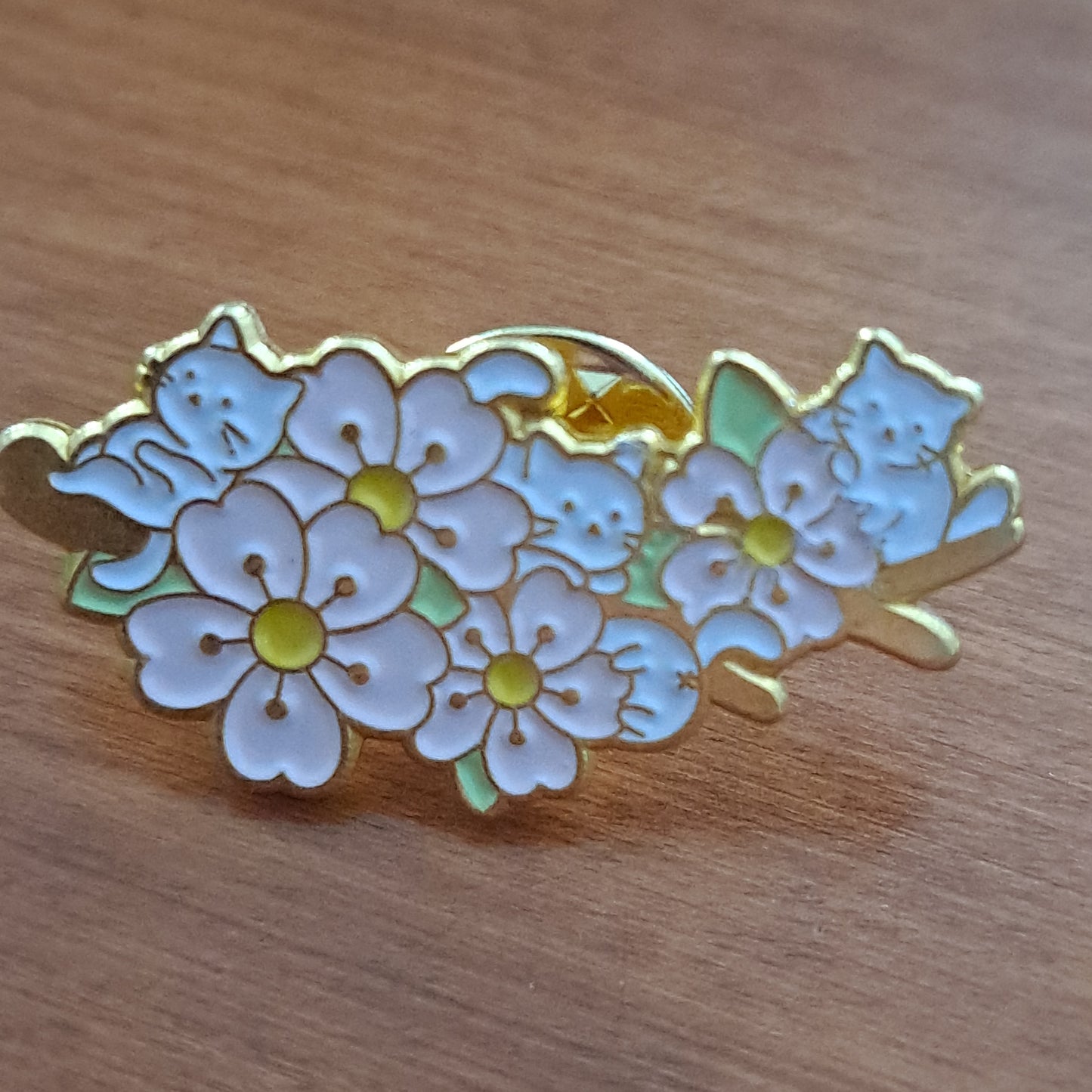 Flowers With Cats Pin