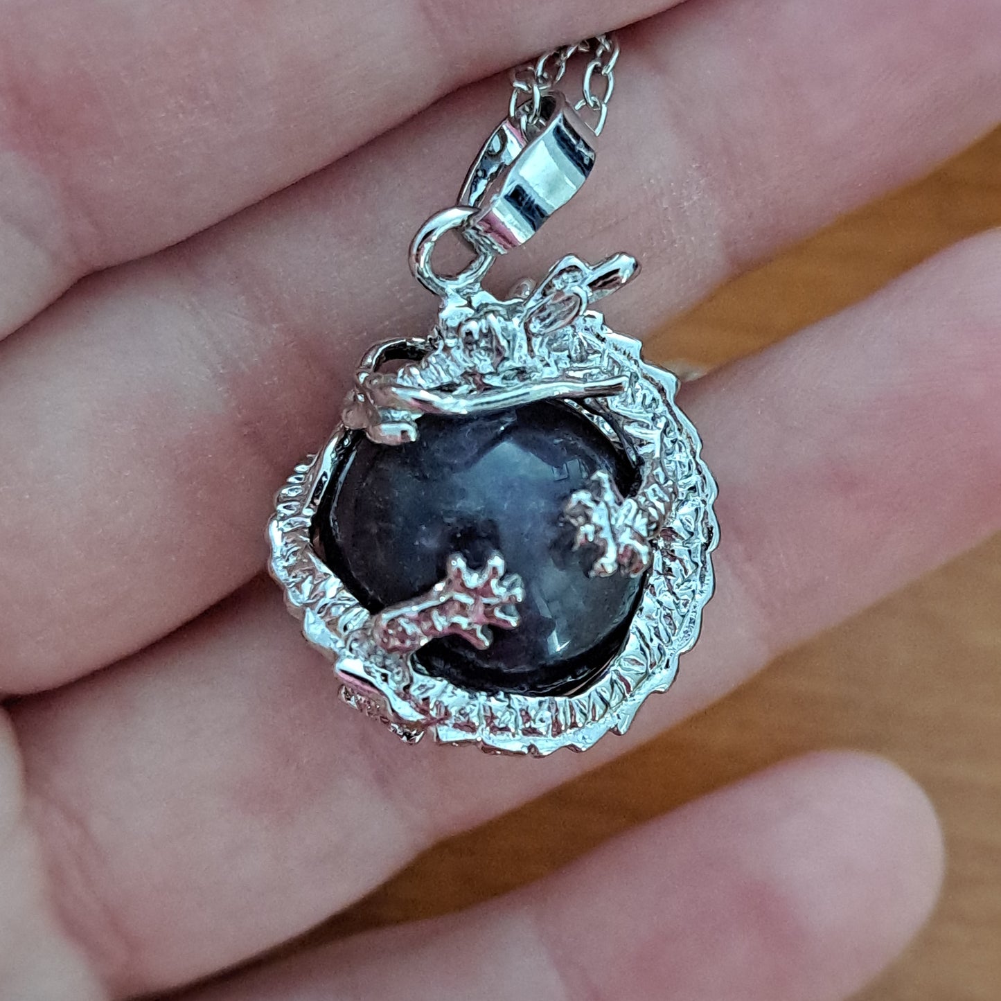 Dragon Wrapped Amethyst Round Necklace