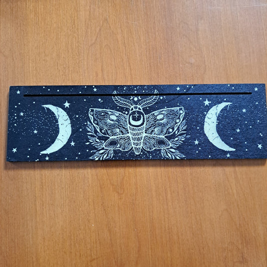 Card Stand, Card Holder, Card Board - Wooden Rectangle Moth & Moons