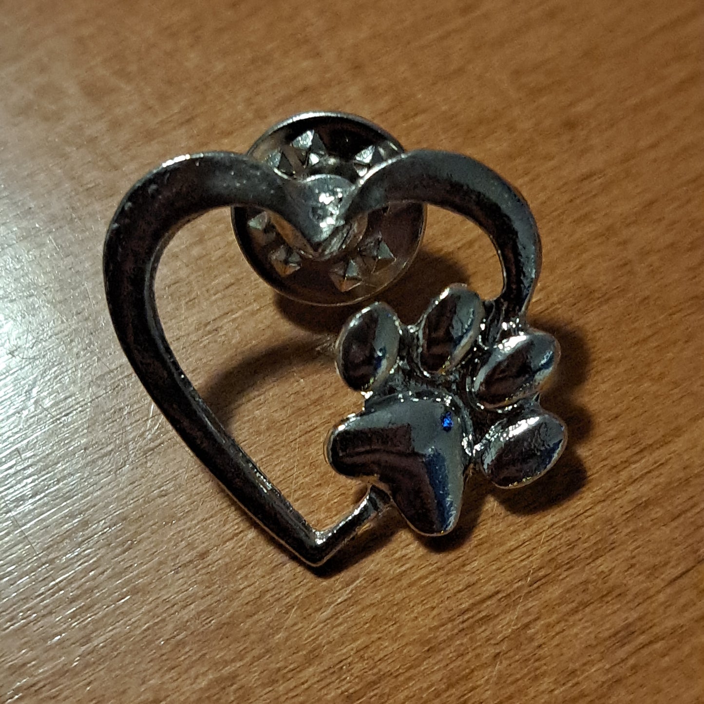 Heart & Paw Print - Silver Pin