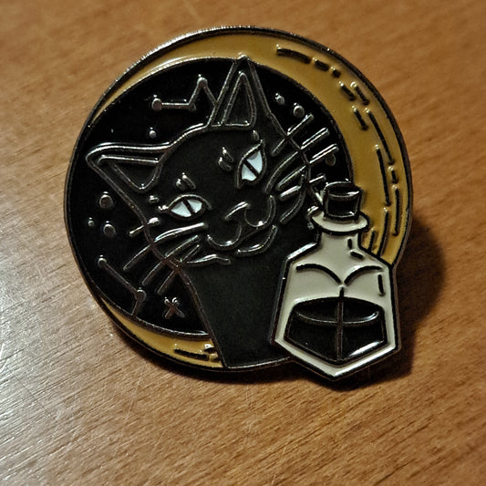 Cat Potion Moon Pin