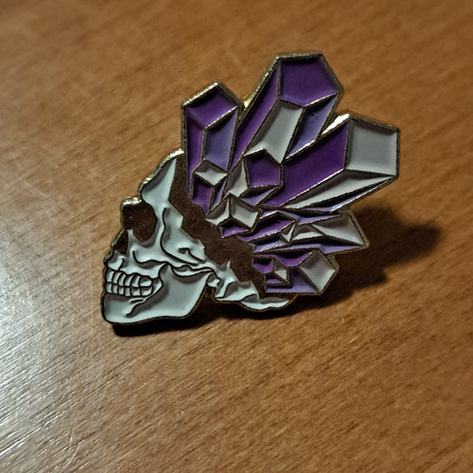 Skull, Purple Crystals Pin