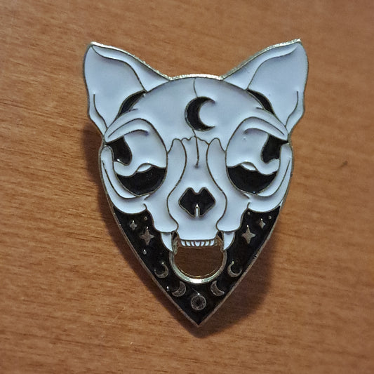 Planchette Cat Skull Pin