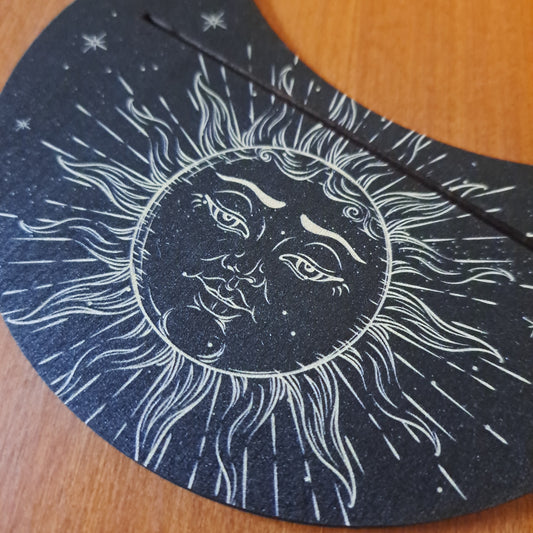 Card Stand, Card Holder, Card Board - Wooden Half Moon, Sun Design