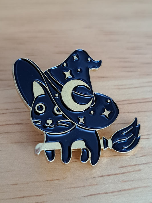 Cat on Broom Pin