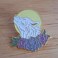 Moon Phase Animal Pin - White Wolf
