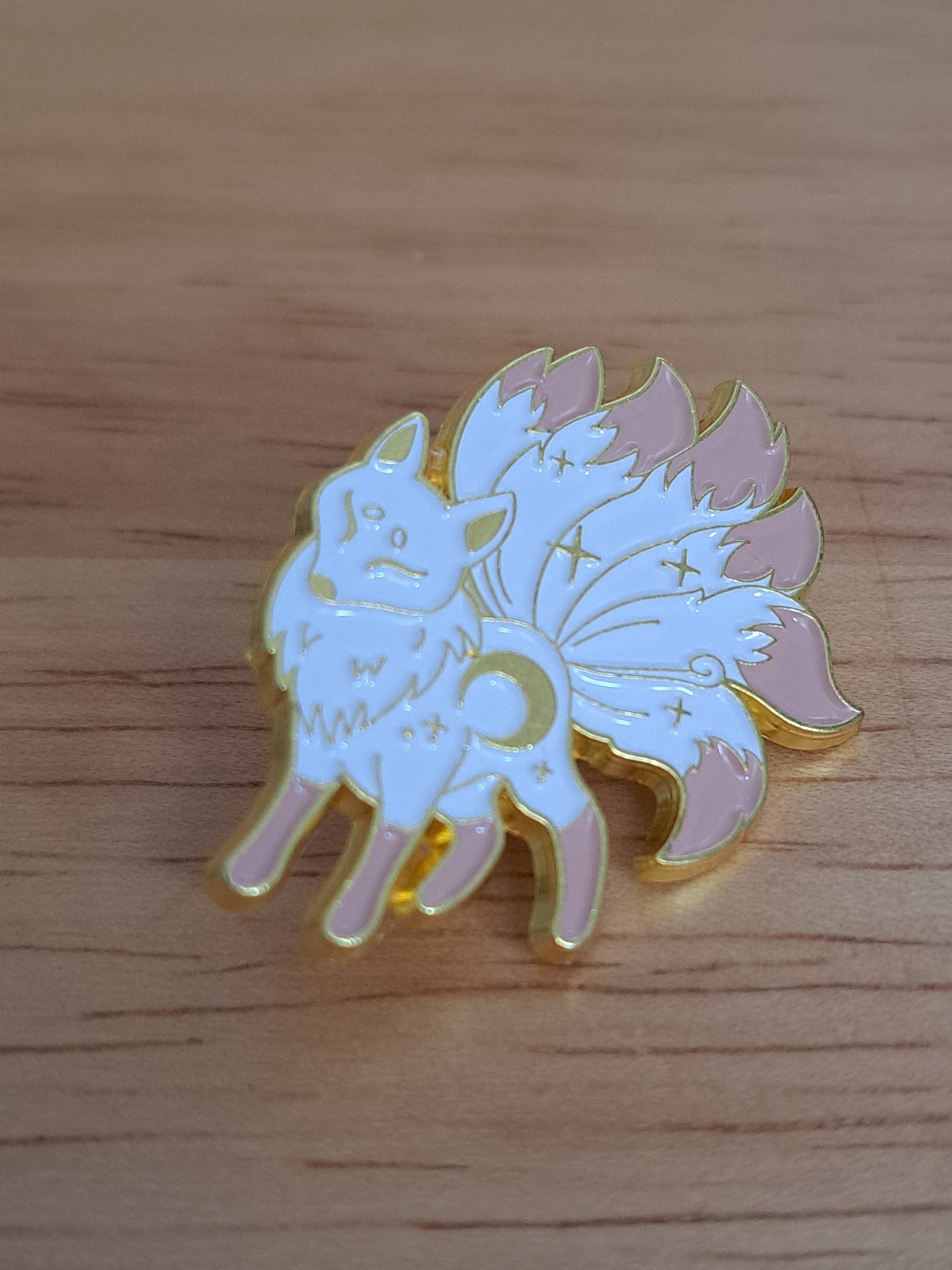 Moon Phase Animal Pin - White Ninetailed Fox