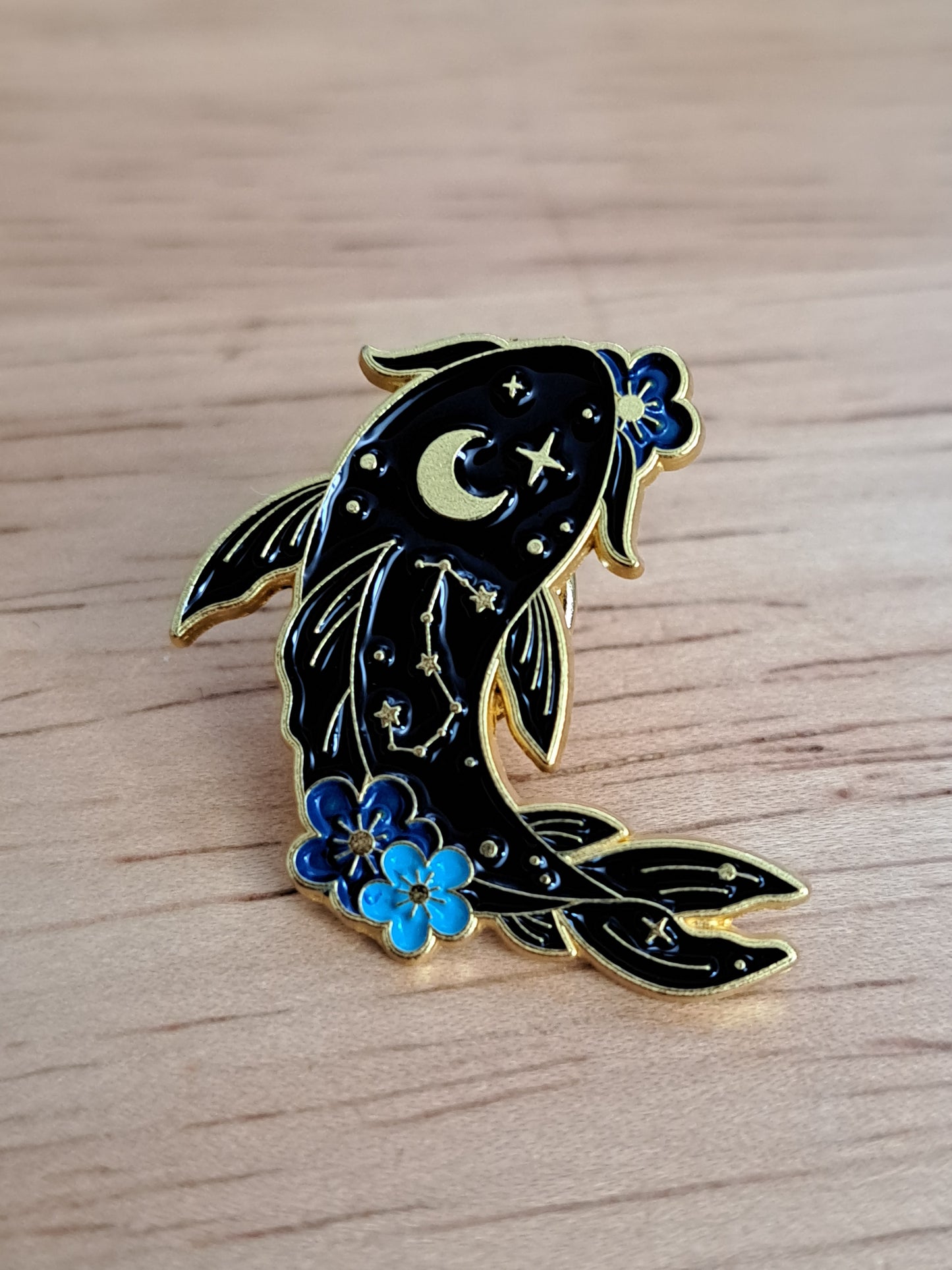 Fish Moon Pin - Black