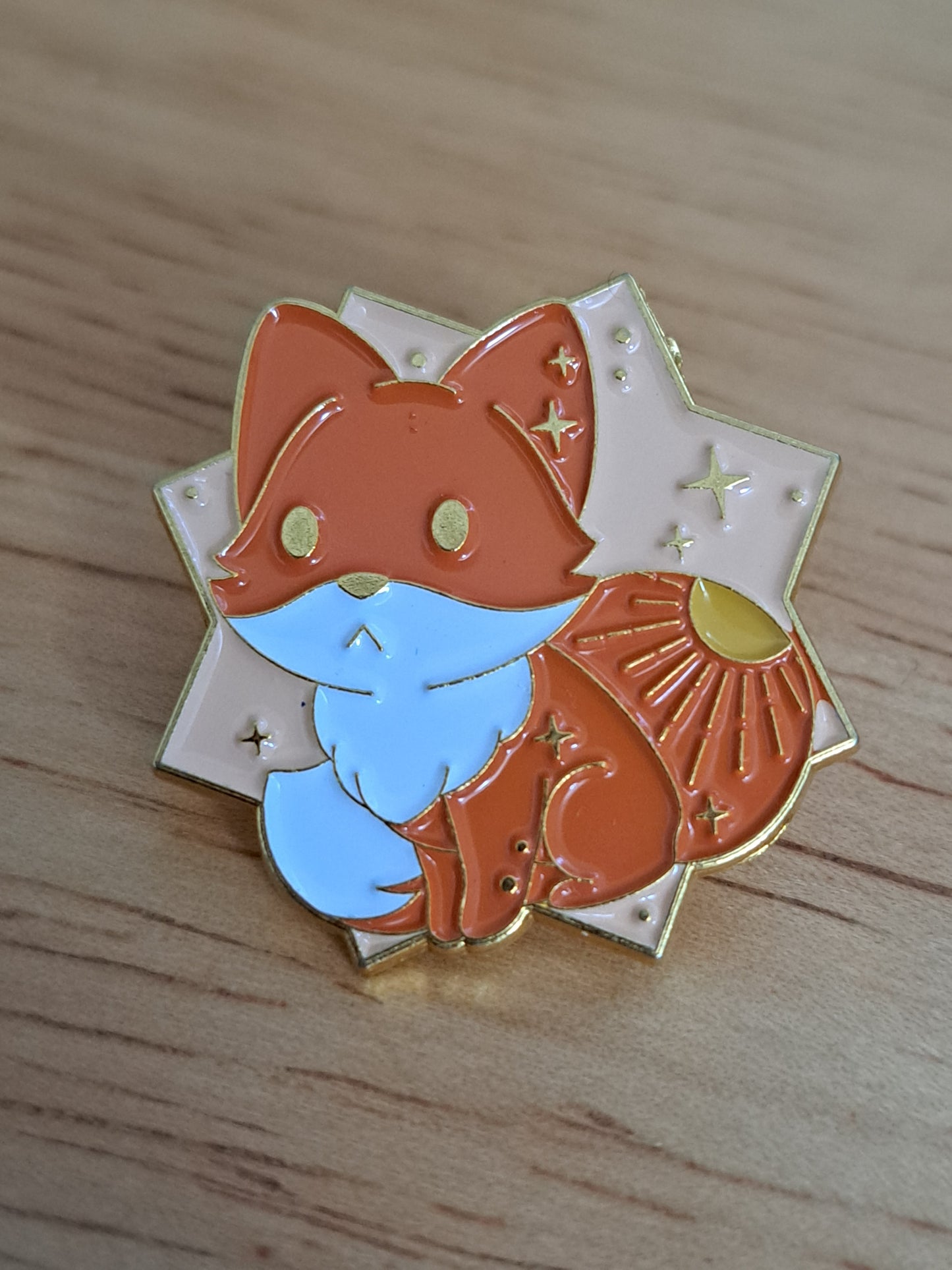 Cute Animal Moon Pin - Orange