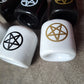 Ceramic Chime Candle Holder - White with Black Design