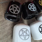 Ceramic Chime Candle Holder - White with Gold Design