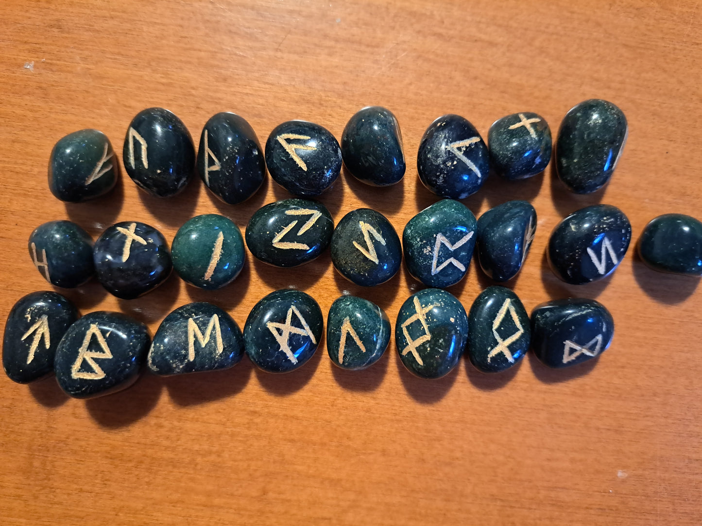 Bloodstone Rune Stones Set Crystal with Elder Futhark Letterings - Set 2