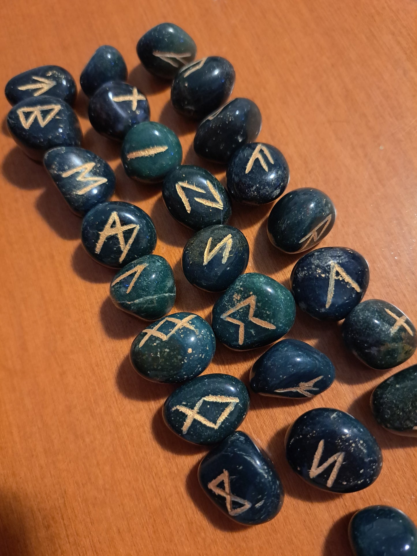 Bloodstone Rune Stones Set Crystal with Elder Futhark Letterings - Set 2