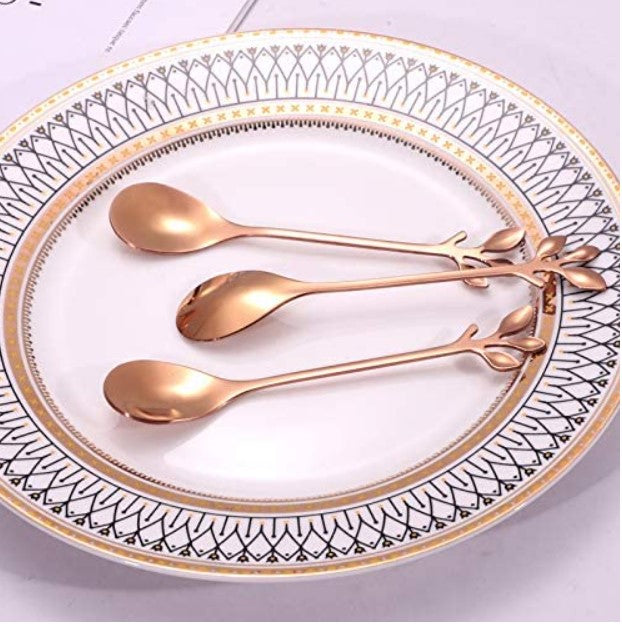 Altar Spoon - Rose Gold Leaf Design