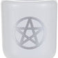 Ceramic Chime Candle Holder - White with Silver Design