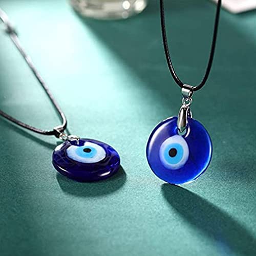 Nazar Charm, Evil Eye Protection Necklace Glass Leather Rope Chain Turkish Protact Lucky Necklace