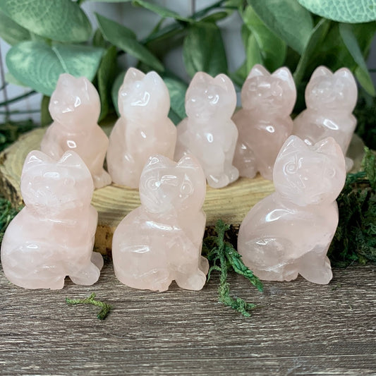 Cat Carvings - Rose Quartz