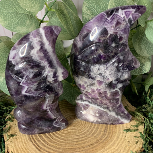 Chevron Amethyst Moon Faces