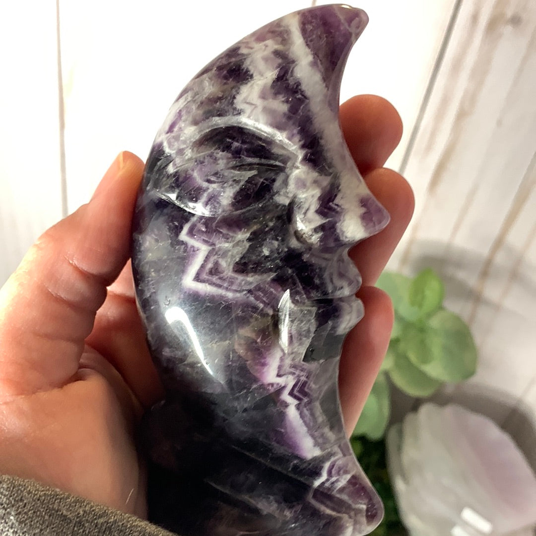 Chevron Amethyst Moon Faces