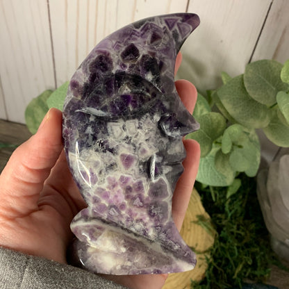 Chevron Amethyst Moon Faces