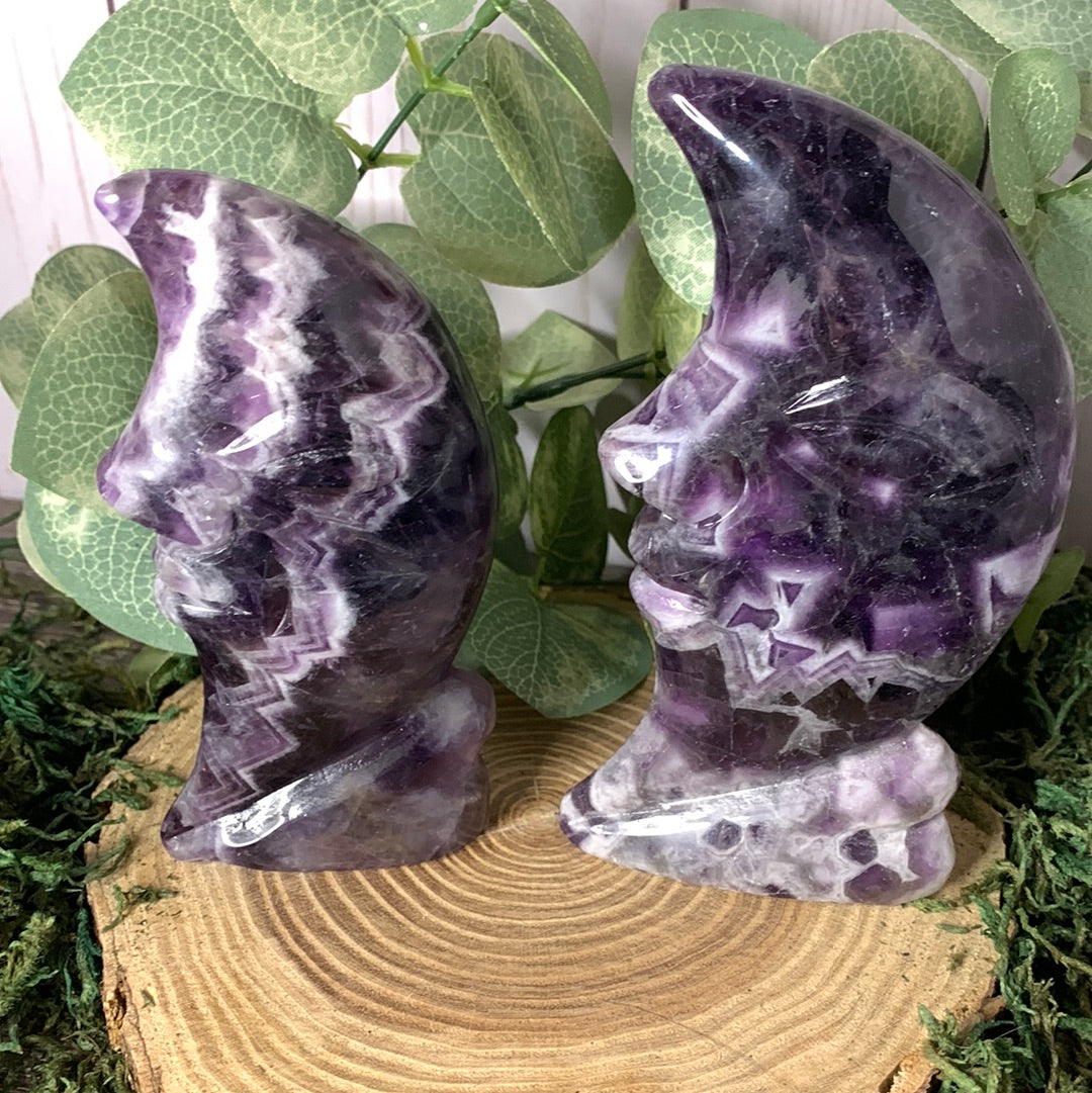 Chevron Amethyst Moon Faces