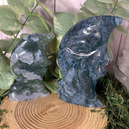 Moss Agate Moon Faces