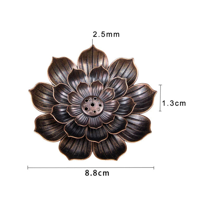 Lotus Incense Burner & Ash Catcher (large) - Alloy Black/Copper