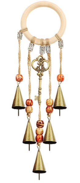 Witch Bells for Home Protection, Handmade Witchy Decor for Attracts Positive and Drive Out Negative, Boho Door Handle Garden Patio Magic Bell Beads Wicca Supplies, Hanging Bells